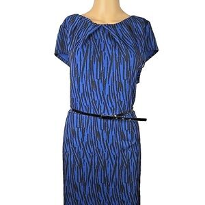 Calvin Klein Blue and Black Printed Midi Dress - no belt